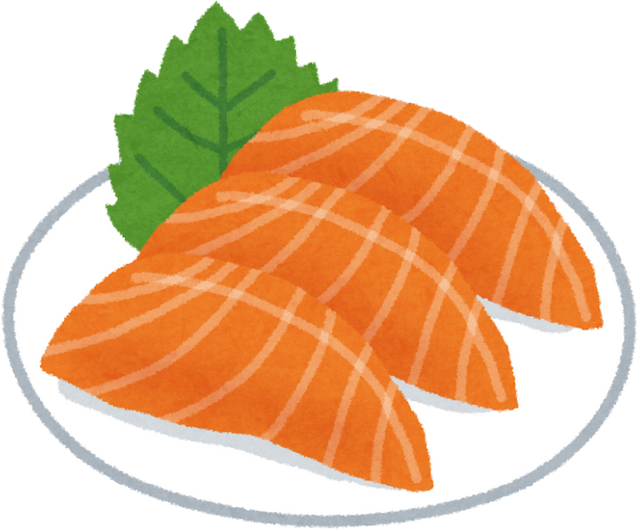 Watercolor Illustration of Salmon Sashimi on a Plate